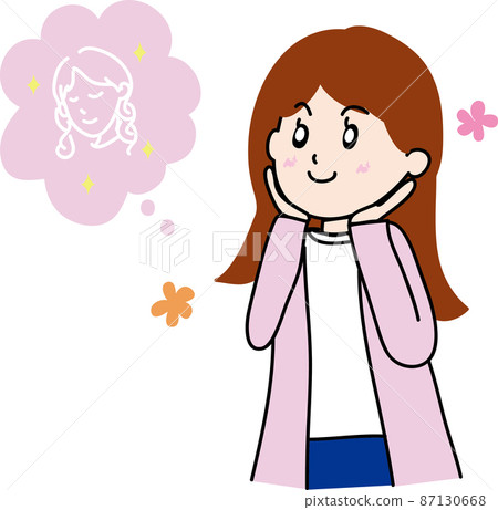 A cute woman who thinks about the person she admires and aims for it 87130668