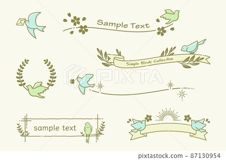 簡單可愛的小鳥畫框素材（復古風） 87130954