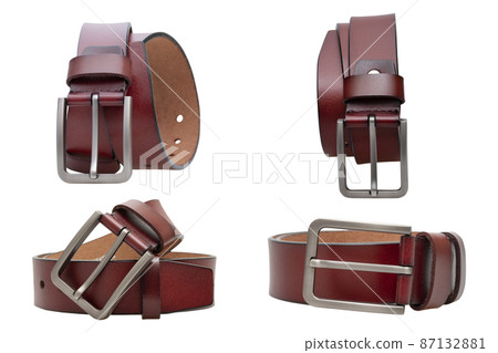 Set of leather belt isolated on white background - clipping paths. Set of leather belt isolated on white background - clipping paths. 87132881