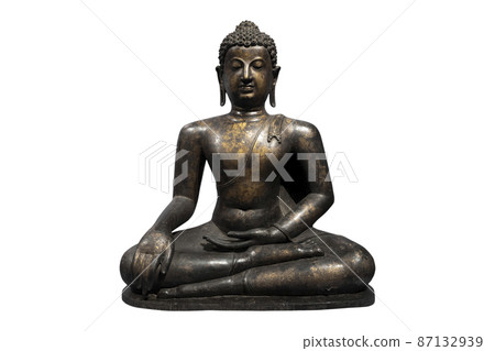 Buddha statue of buddhism religion isolated on white background - clipping paths. Buddha statue of buddhism religion isolated on white background - clipping paths. 87132939