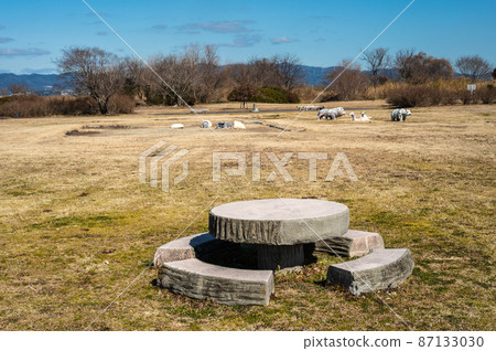 Yodogawa River Park in winter 87133030