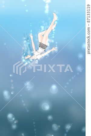 海和一個女人的形象插圖（3） 87133119