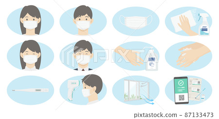 Infectious disease control illustration set 87133473
