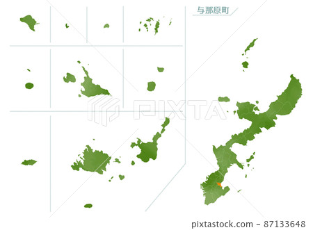 Watercolor-style map Yonabaru Town, Okinawa Prefecture 87133648
