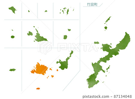 水彩風格地圖 沖繩縣竹富町 87134048