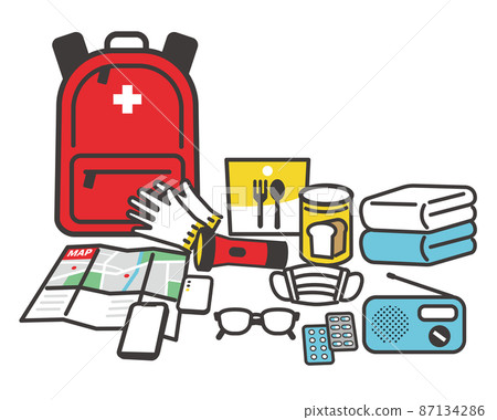 Disaster prevention, disaster prevention goods, disaster prevention supplies, emergency goods, disaster, earthquake disaster, icon, earthquake, emergency take-out, disaster, vector Disaster prevention, disaster prevention goods, disaster prevention supplies, emergency goods, disaster, earthquake disaster, icon, earthquake, emergency take-out, disaster, vector 87134286