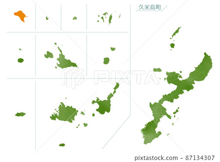 Watercolor-style map Kumejima Town, Okinawa Prefecture Watercolor-style map Kumejima Town, Okinawa Prefecture 87134307