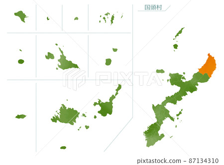 水彩風格地圖 沖繩縣國頭村 水彩風格地圖 沖繩縣國頭村 87134310