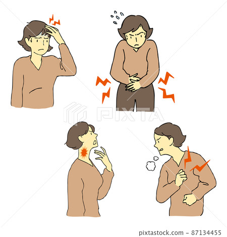 一個女人感到身體疼痛的插圖集 87134455