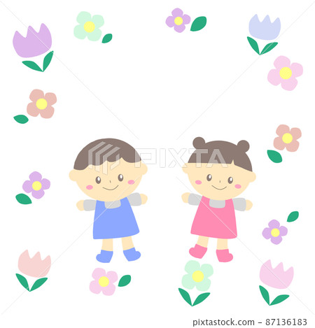 男孩和女孩的可愛彈簧框架 男孩和女孩的可愛彈簧框架 87136183