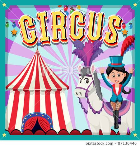 Circus poster with magician cartoon character 87136446