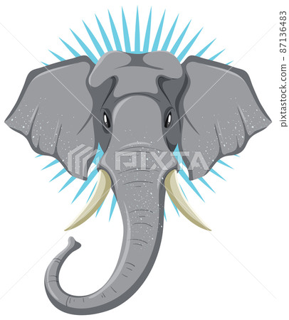 Head of elephant with blue light background 87136483