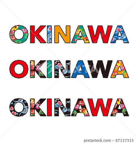 OKINAWA logo mark Gothic body with rim vivid color illustration material OKINAWA logo mark Gothic body with rim vivid color illustration material 87137315