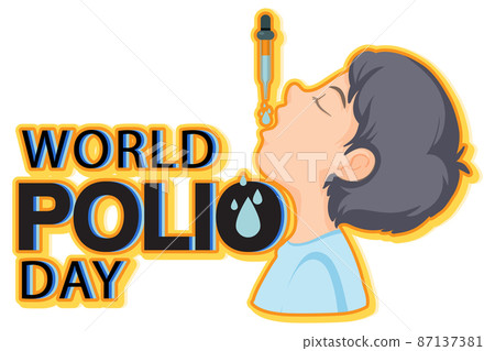 World Polio Day banner with a boy receiving oral polio vaccine 87137381