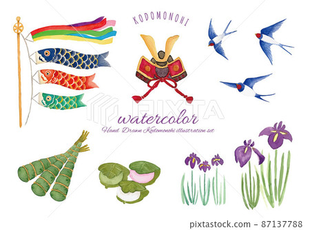 Watercolor handwritten illustration set for Children's Day Watercolor handwritten illustration set for Children's Day 87137788