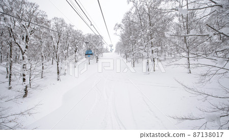 Moriyoshi mountain winter scenery from Ani gondola Akita prefecture Moriyoshi mountain winter scenery from Ani gondola Akita prefecture 87138017