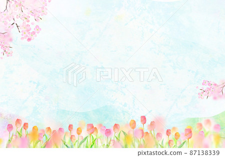 Tulip background material watercolor illustration 87138339