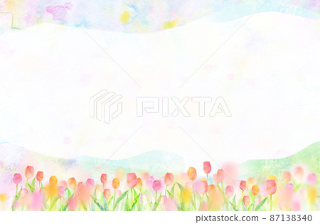 Tulip background material watercolor illustration 87138340
