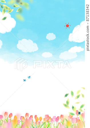 Tulip background material watercolor illustration 87138342