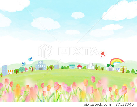 Tulip background material watercolor illustration Tulip background material watercolor illustration 87138349
