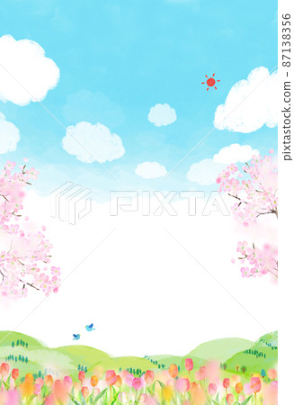 鬱金香背景材料水彩插圖 鬱金香背景材料水彩插圖 87138356
