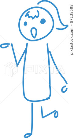 [Blue line] Handwritten female portrait illustration [Guide 2] 87138598