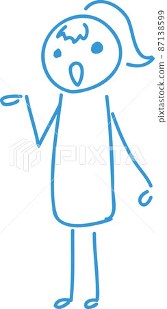 [Blue line] Handwritten female portrait illustration [Information] 87138599