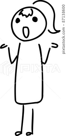 [Black line] Handwritten female portrait illustration [Well? ] 87138600