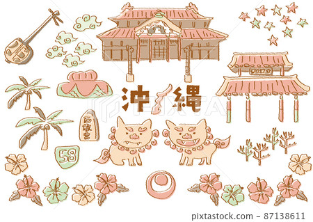手繪沖繩插圖集復古色彩 手繪沖繩插圖集復古色彩 87138611