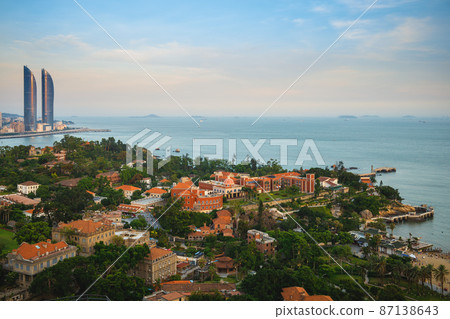View of sunlight rock island from Mount Lit kong giam in xiamen, china 87138643