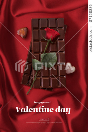 valentines love graphic poster with chocolates and roses 87138886
