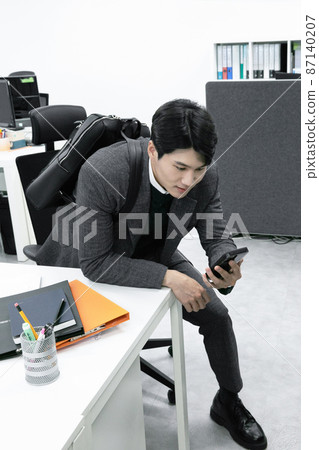 business concept asian korean old and young two men, different generations male man boss and employee concept, with motions business concept asian korean old and young two men, different generations male man boss and employee concept, with motions 87140207