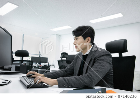 business concept asian korean old and young two men, different generations male man boss and employee concept, working business concept asian korean old and young two men, different generations male man boss and employee concept, working 87140236