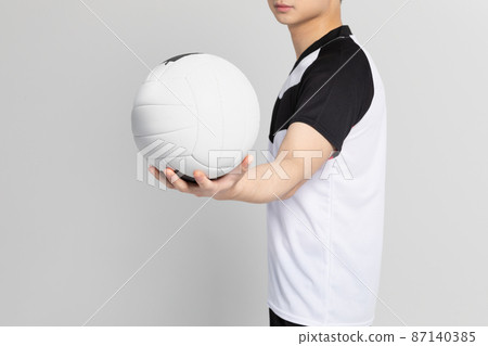 volleyball sports player, asian korean man holding ball volleyball sports player, asian korean man holding ball 87140385