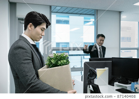 business concept asian korean old and young two men, different generations male man boss and employee concept, quit job business concept asian korean old and young two men, different generations male man boss and employee concept, quit job 87140408