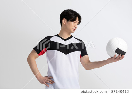 volleyball sports player, asian korean man holding ball volleyball sports player, asian korean man holding ball 87140413