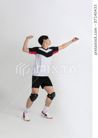 volleyball sports player, asian korean man preparing serve, serving the ball volleyball sports player, asian korean man preparing serve, serving the ball 87140433
