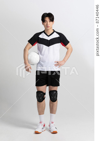 volleyball sports player, asian korean man holding ball 87140446