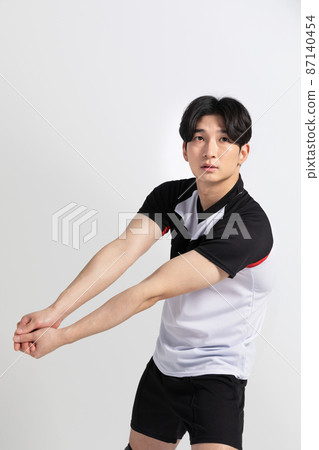 volleyball sports player, asian korean man with toss, tossing motion volleyball sports player, asian korean man with toss, tossing motion 87140454