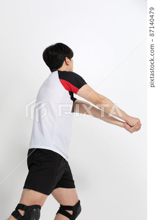 volleyball sports player, asian korean man with toss, tossing motion volleyball sports player, asian korean man with toss, tossing motion 87140479