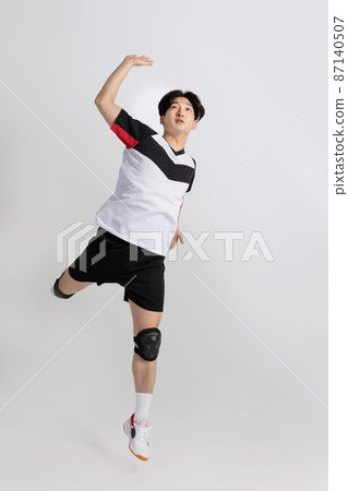 volleyball sports player, asian korean man with spike, spiking attack motion volleyball sports player, asian korean man with spike, spiking attack motion 87140507