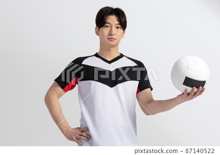 volleyball sports player, asian korean man holding ball volleyball sports player, asian korean man holding ball 87140522