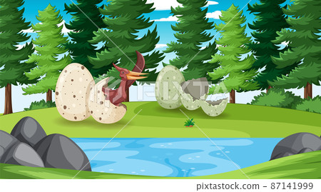 Dinosaur in prehistoric forest scene 87141999