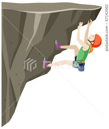 People doing outdoor rock climbing on white background 87142002