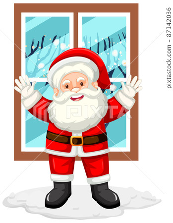 Happy Santa standing by the window Happy Santa standing by the window 87142036