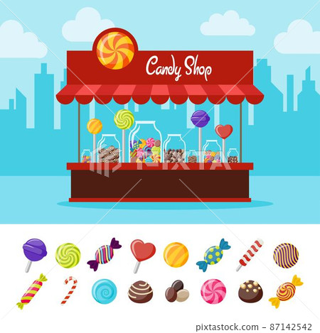 Sweet Candy Flat Composition 87142542