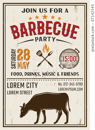 Barbecue Party Retro Style Poster 87142543