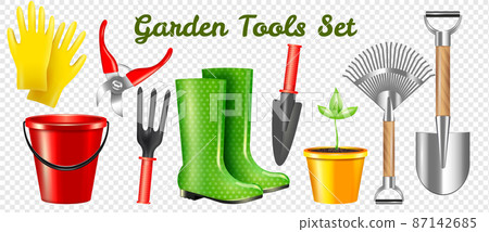 Realistic Garden Tools Transparent Set 87142685