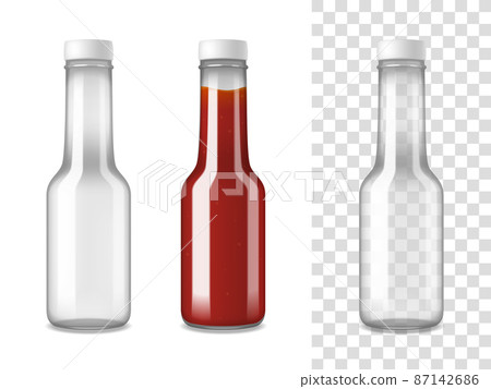 Ketchup Glass Bottles Realistic Set Ketchup Glass Bottles Realistic Set 87142686