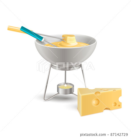 Cheese Fondue Realistic Composition 87142729